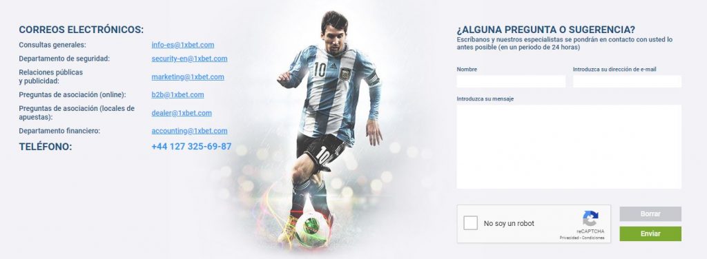 1xbet Ajuda Contactar Atención al Cliente