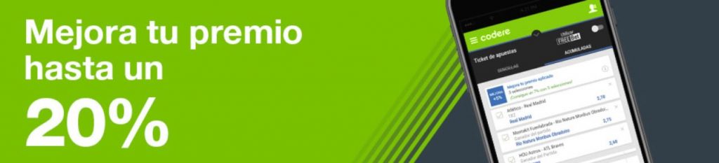 Codere Promos relacionadas Mejora tu permio hasta un 20 %